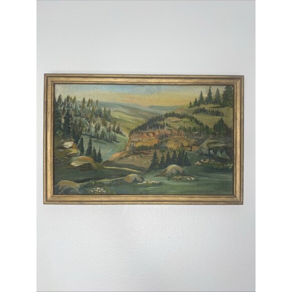 Horse Creek Canyon C Gottschalk Painting Mountain Scene Gold Frame